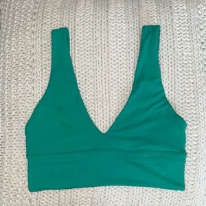 V-Neck Green Sports Bra